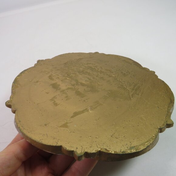 Vintage Medallion Art Deco Victorian Design Gold w Silver Leaf flat back HEAVY - Picture 9 of 12